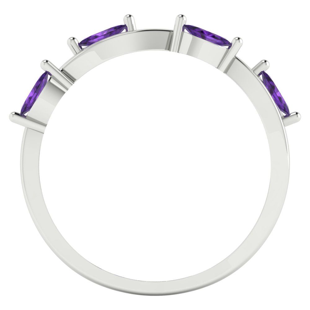 0.4 cttw Natural Amethyst Marquise Cut White Gold Eternity Wedding Band