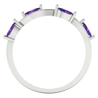 0.4 cttw Natural Amethyst Marquise Cut White Gold Eternity Wedding Band