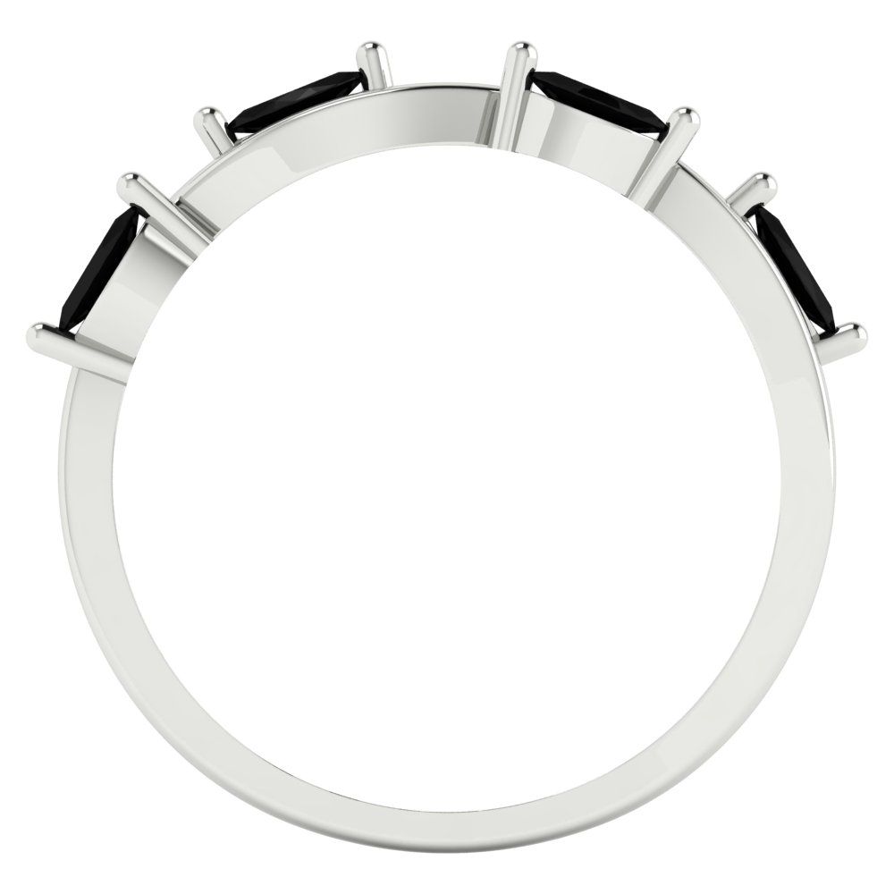 0.4 cttw Natural Onyx Marquise Cut White Gold Eternity Wedding Band