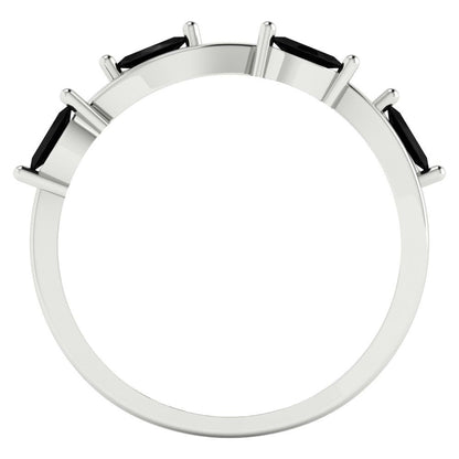 0.4 cttw Natural Onyx Marquise Cut White Gold Eternity Wedding Band