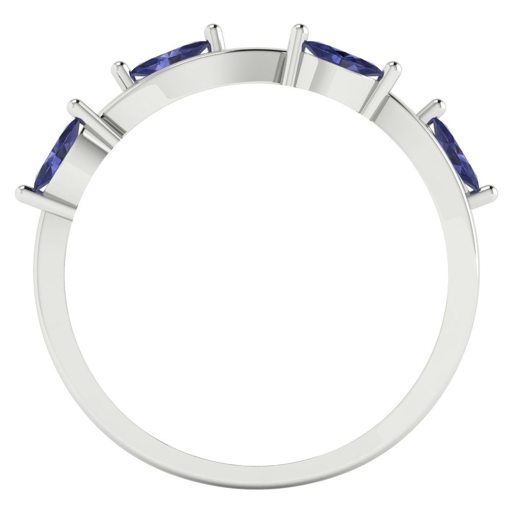 0.4 cttw Simulated Tanzanite Marquise Cut White Gold Eternity Wedding Band
