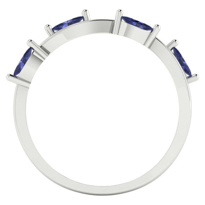 0.4 cttw Simulated Tanzanite Marquise Cut White Gold Eternity Wedding Band