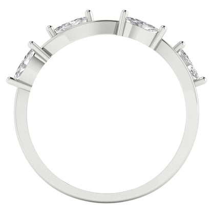 0.4 cttw White Sapphire Marquise Cut White Gold Eternity Wedding Band