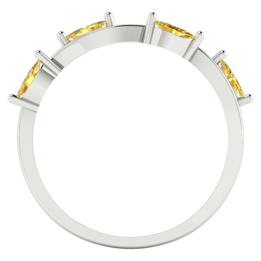 0.4 cttw Simulated Yellow Diamond Marquise Cut White Gold Eternity Wedding Band