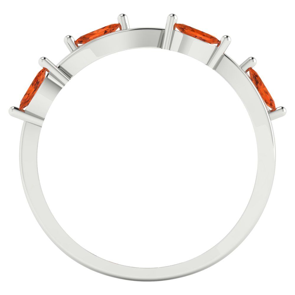 0.4 cttw Simulated Red Diamond Marquise Cut White Gold Eternity Wedding Band