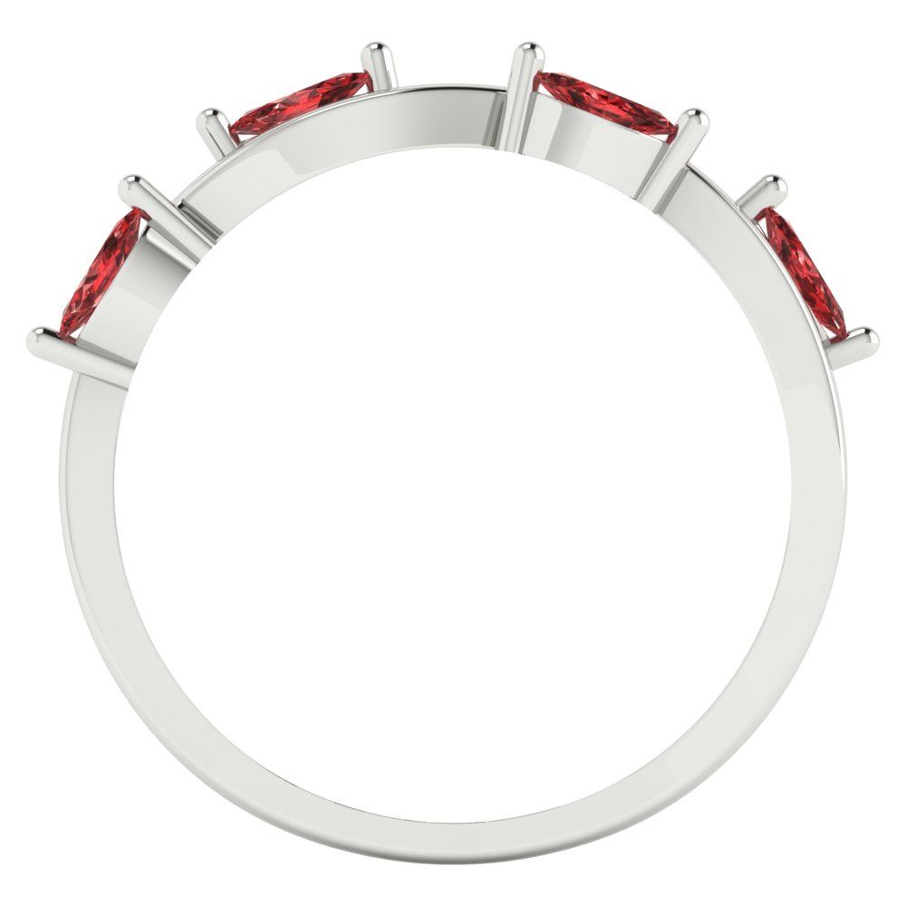 0.4 cttw Natural Garnet Marquise Cut White Gold Eternity Wedding Band