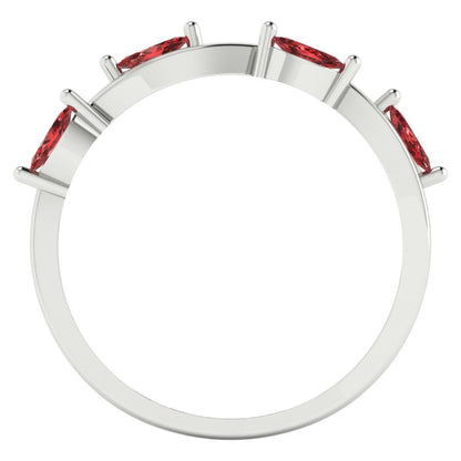 0.4 cttw Natural Garnet Marquise Cut White Gold Eternity Wedding Band