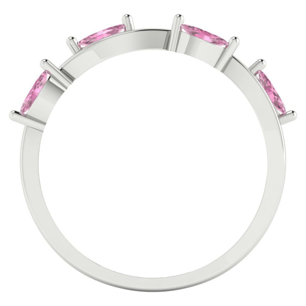 0.4 cttw Simulated Pink Diamond Marquise Cut White Gold Eternity Wedding Band