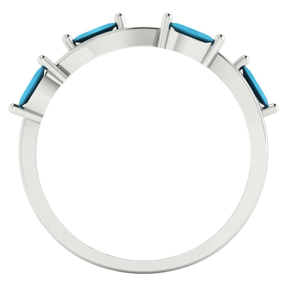 0.4 cttw Simulated Turquoise Marquise Cut White Gold Eternity Wedding Band