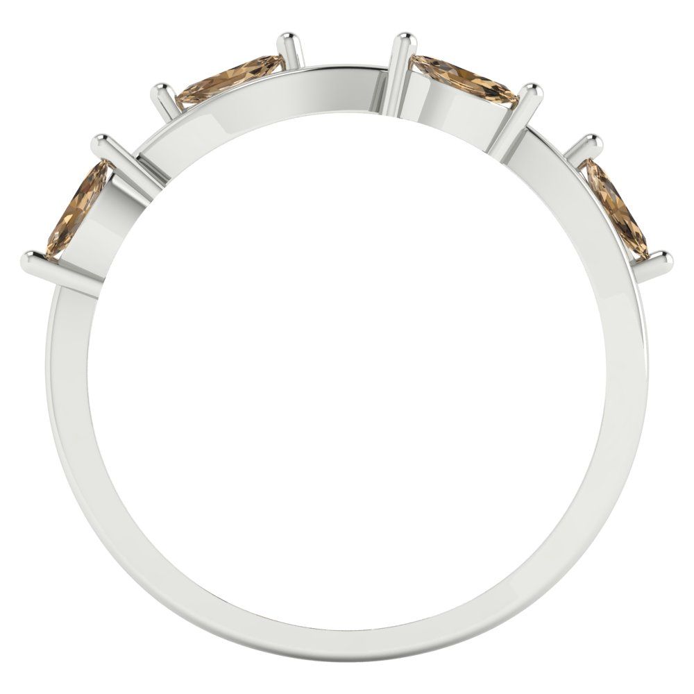 0.4 cttw Simulated Champagne Diamond Marquise Cut White Gold Eternity Wedding Band