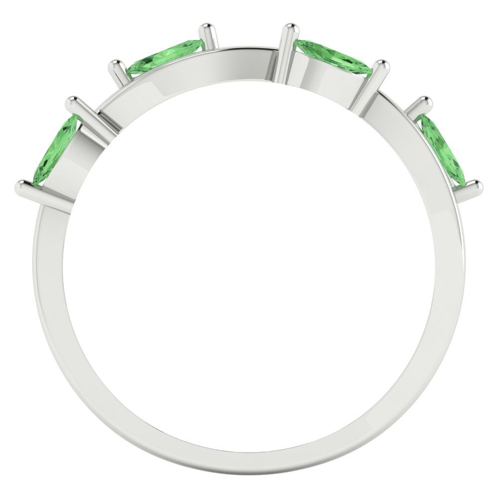 0.4 cttw Simulated Green Diamond Marquise Cut White Gold Eternity Wedding Band