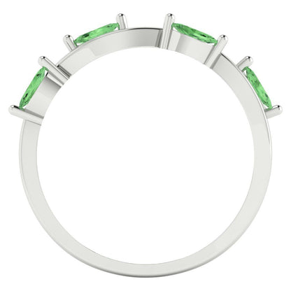 0.4 cttw Simulated Green Diamond Marquise Cut White Gold Eternity Wedding Band