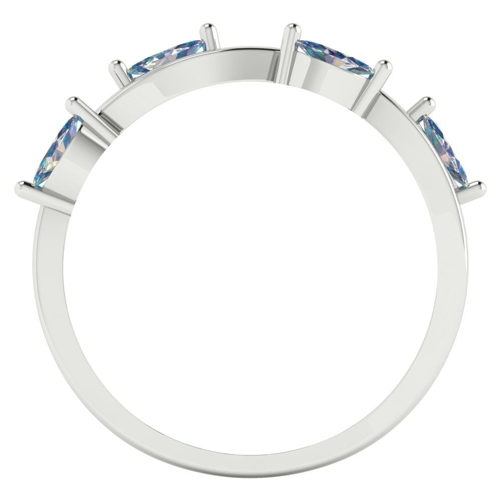 0.4 cttw Blue Moissanite Marquise Cut White Gold Eternity Wedding Band