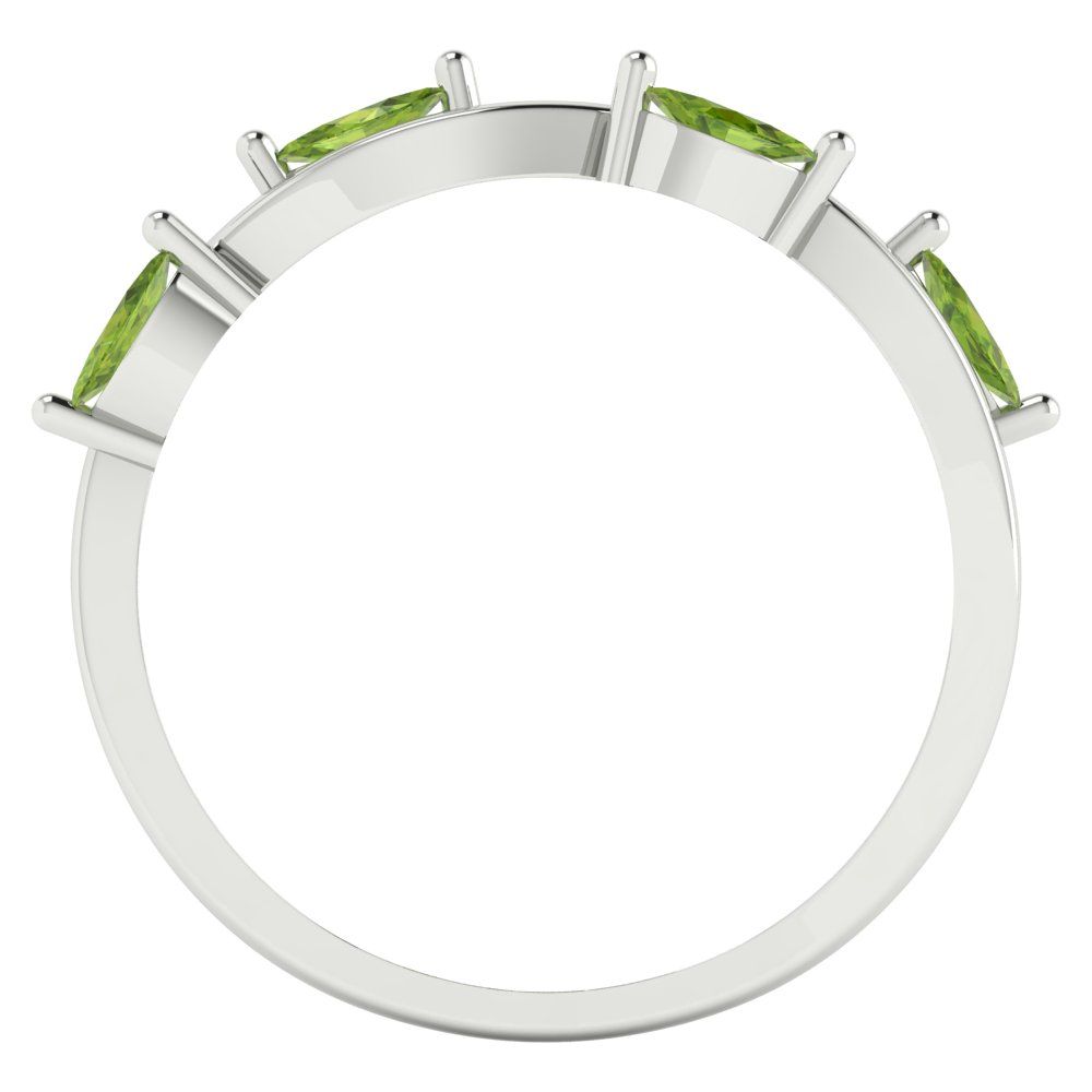 0.4 cttw Natural Peridot Marquise Cut White Gold Eternity Wedding Band