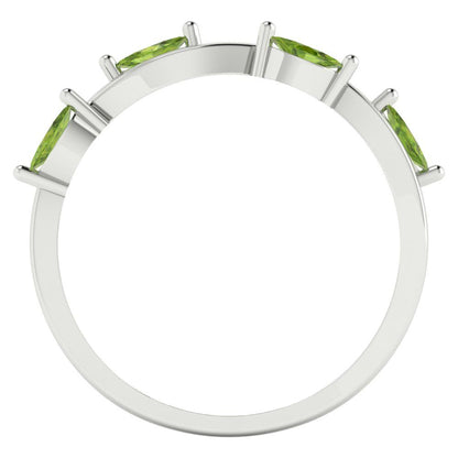 0.4 cttw Natural Peridot Marquise Cut White Gold Eternity Wedding Band