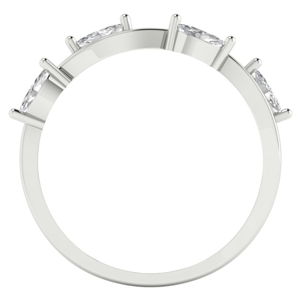0.4 cttw Moissanite Marquise Cut White Gold Eternity Wedding Band