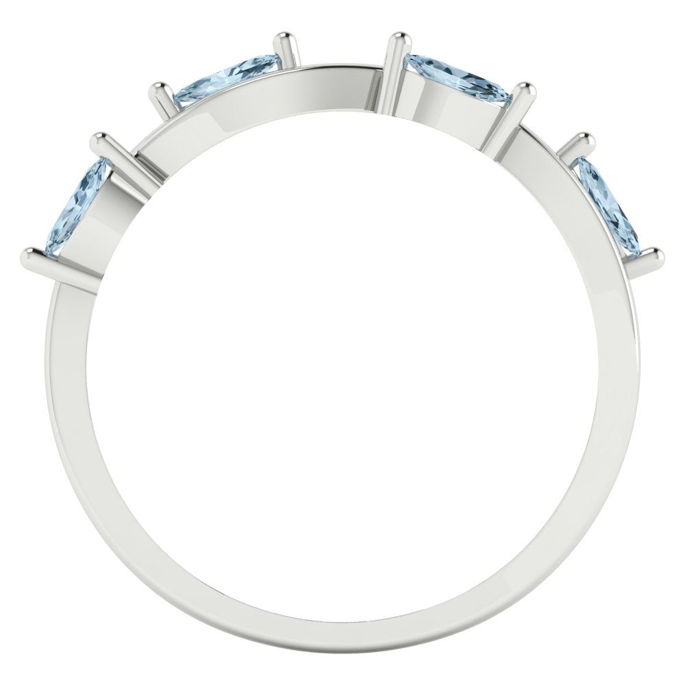 0.4 cttw Natural Swiss Blue Topaz Marquise Cut White Gold Eternity Wedding Band