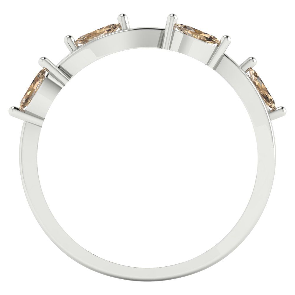 0.4 cttw Yellow Moissanite Marquise Cut White Gold Eternity Wedding Band