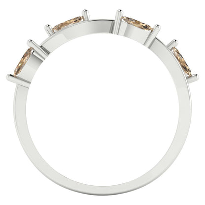 0.4 cttw Yellow Moissanite Marquise Cut White Gold Eternity Wedding Band