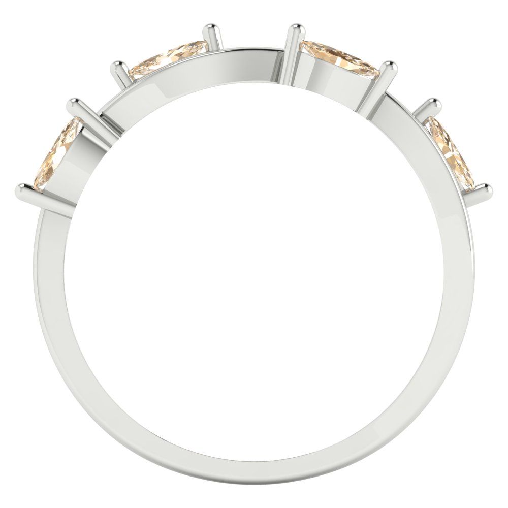 0.4 cttw Natural Morganite Marquise Cut White Gold Eternity Wedding Band