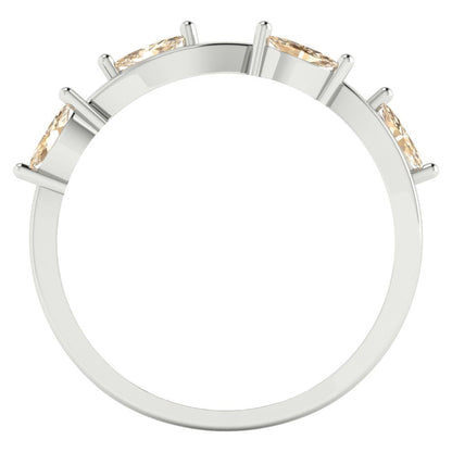 0.4 cttw Natural Morganite Marquise Cut White Gold Eternity Wedding Band