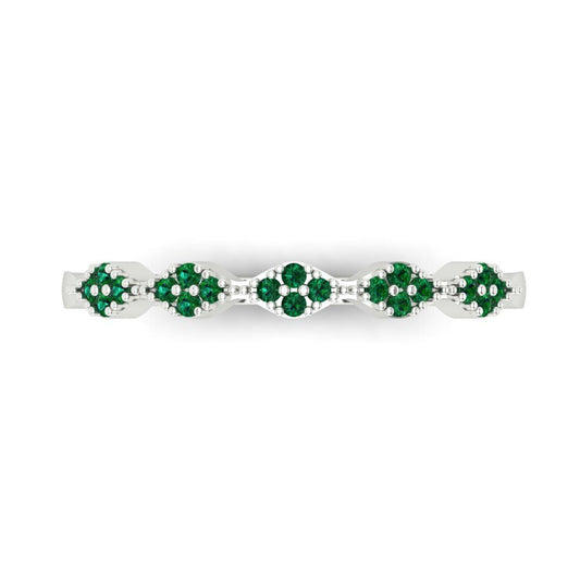 0.1 cttw Simulated Emerald Round Cut White Gold Eternity Wedding Band