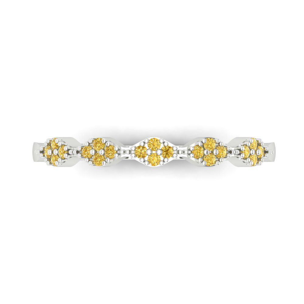 0.1 cttw Simulated Yellow Diamond Round Cut White Gold Eternity Wedding Band