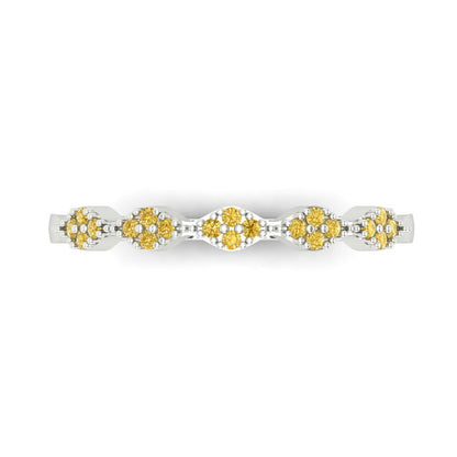 0.1 cttw Simulated Yellow Diamond Round Cut White Gold Eternity Wedding Band