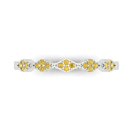 0.1 cttw Simulated Yellow Diamond Round Cut White Gold Eternity Wedding Band