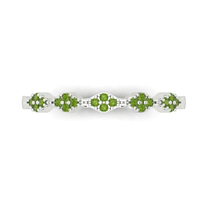 0.1 cttw Natural Peridot Round Cut White Gold Eternity Wedding Band