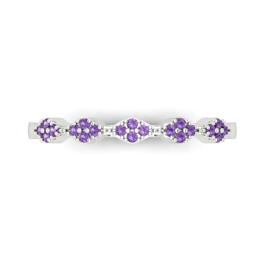 0.1 cttw Simulated Alexandrite Round Cut White Gold Eternity Wedding Band