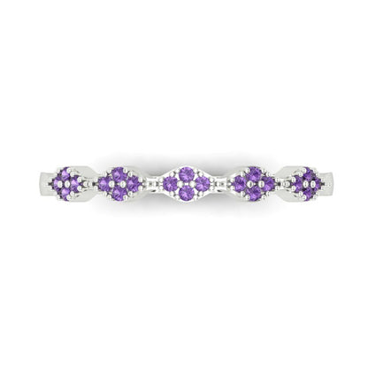 0.1 cttw Simulated Alexandrite Round Cut White Gold Eternity Wedding Band