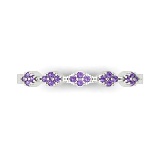 0.1 cttw Simulated Alexandrite Round Cut White Gold Eternity Wedding Band