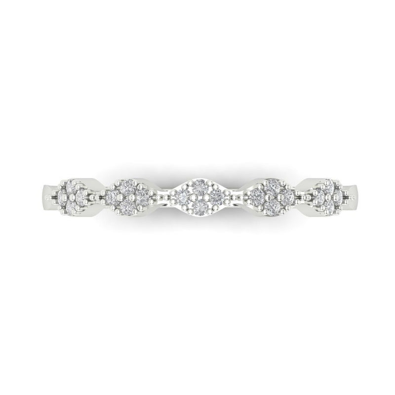 0.1 ct Brilliant Round Cut Natural Diamond Stone Clarity SI1-2 Color G-H White Gold Stackable Band