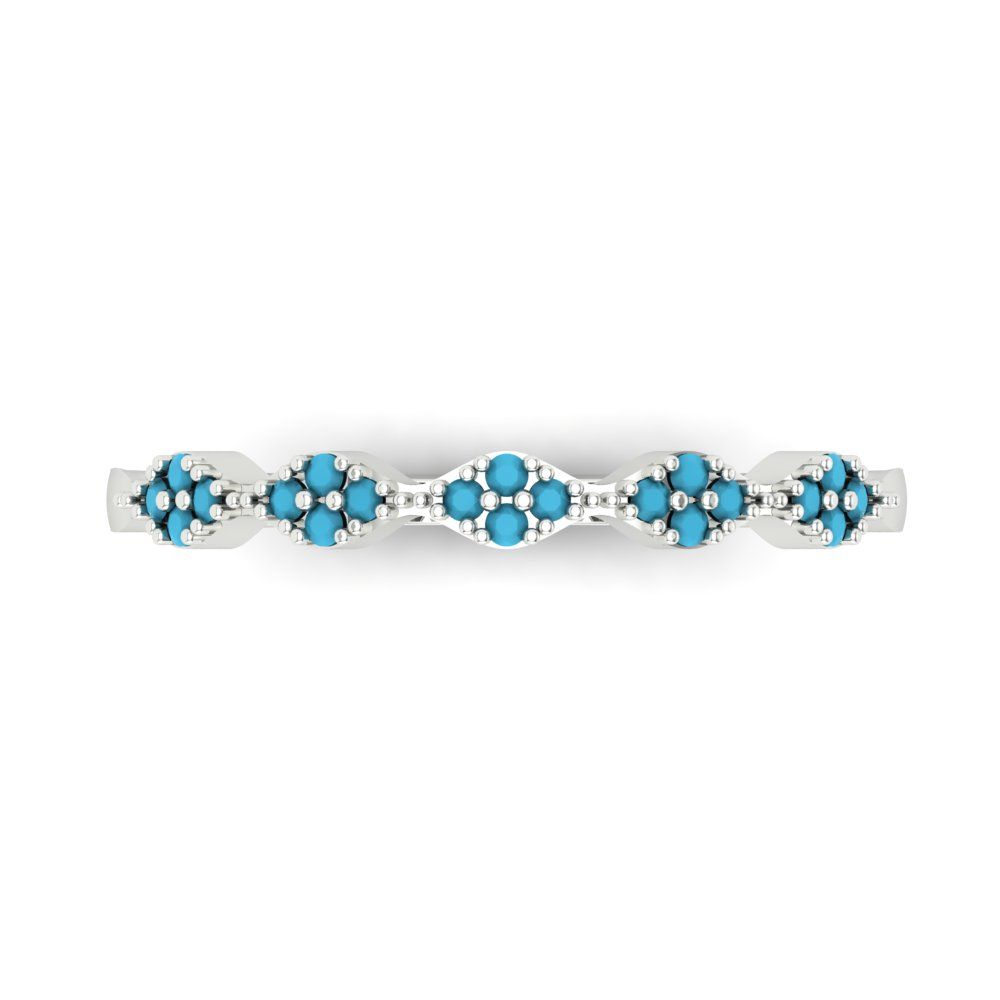 0.1 cttw Simulated Turquoise Round Cut White Gold Eternity Wedding Band