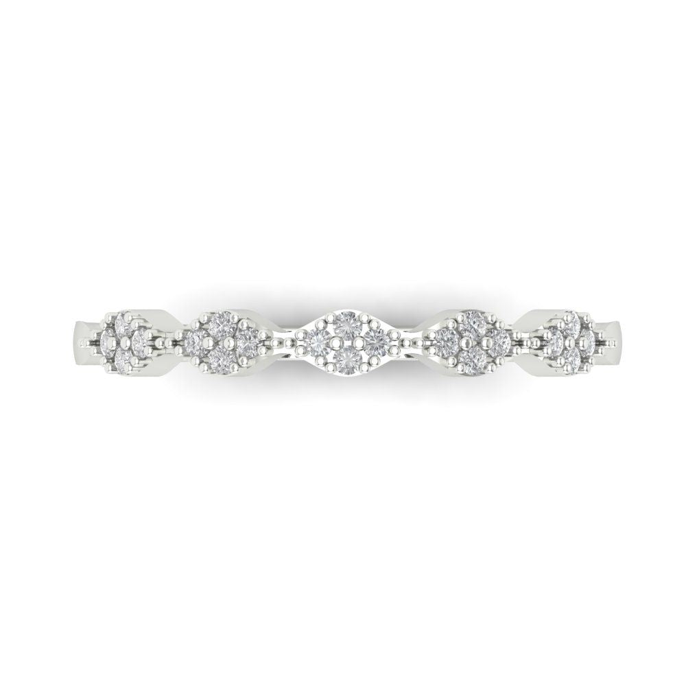 0.1 ct Brilliant Round Cut Natural Diamond Stone Clarity VS1-2 Color G-H White Gold Stackable Band