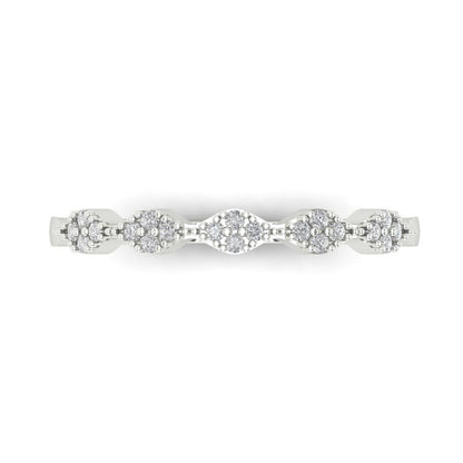 0.1 ct Brilliant Round Cut Natural Diamond Stone Clarity VS1-2 Color G-H White Gold Stackable Band