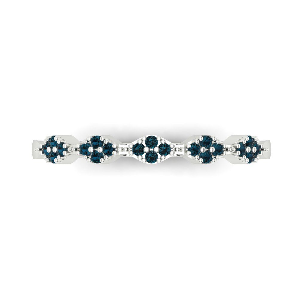0.1 cttw Natural London Blue Topaz Round Cut White Gold Eternity Wedding Band