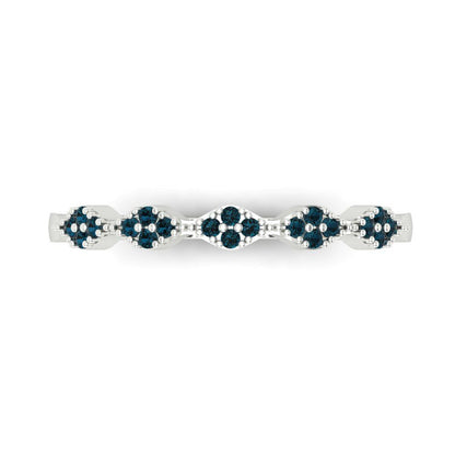 0.1 cttw Natural London Blue Topaz Round Cut White Gold Eternity Wedding Band