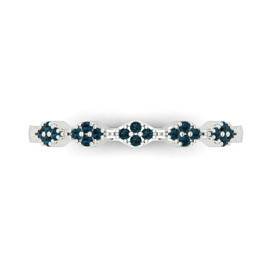 0.1 cttw Natural London Blue Topaz Round Cut White Gold Eternity Wedding Band