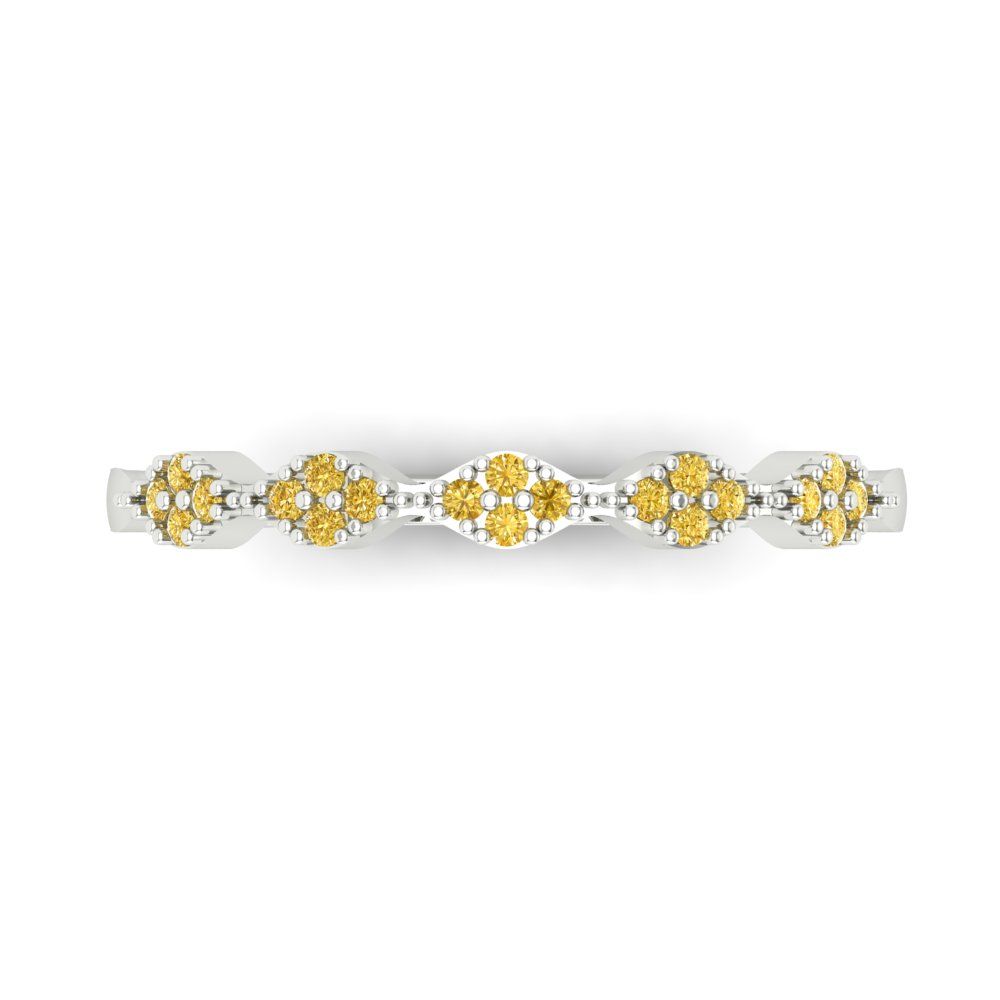 0.1 cttw Natural Citrine Round Cut White Gold Eternity Wedding Band