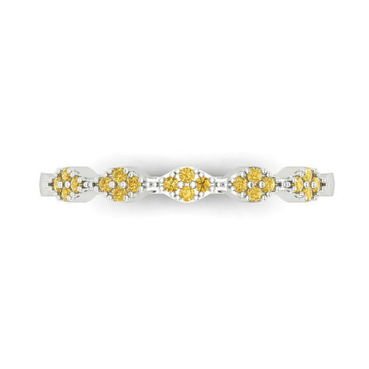 0.1 cttw Natural Citrine Round Cut White Gold Eternity Wedding Band