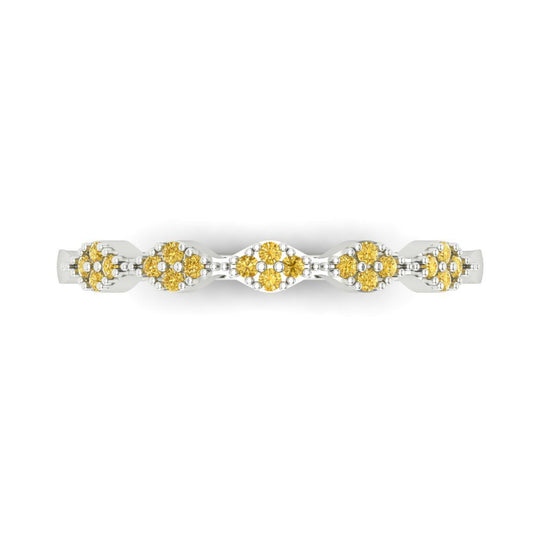 0.1 cttw Natural Citrine Round Cut White Gold Eternity Wedding Band