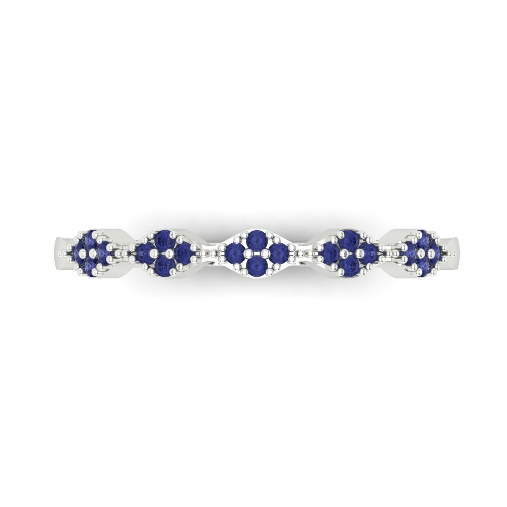 0.1 cttw Simulated Tanzanite Round Cut White Gold Eternity Wedding Band