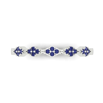 0.1 cttw Simulated Tanzanite Round Cut White Gold Eternity Wedding Band
