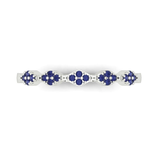 0.1 cttw Simulated Tanzanite Round Cut White Gold Eternity Wedding Band