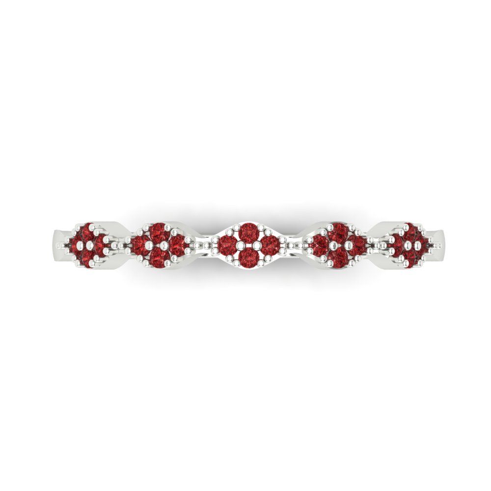 0.1 cttw Natural Garnet Round Cut White Gold Eternity Wedding Band