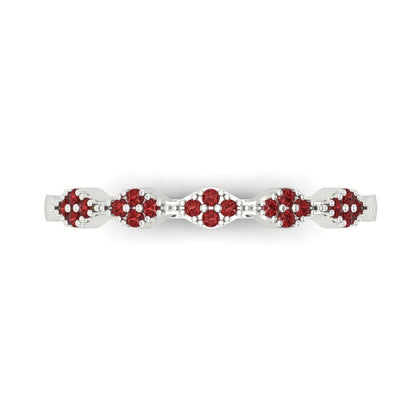 0.1 cttw Natural Garnet Round Cut White Gold Eternity Wedding Band