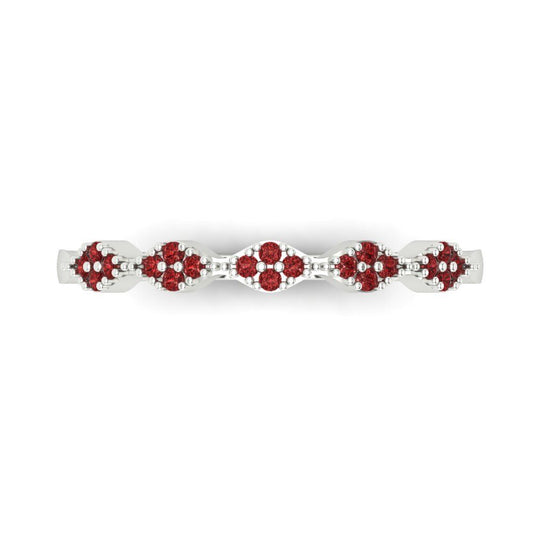 0.1 cttw Natural Garnet Round Cut White Gold Eternity Wedding Band