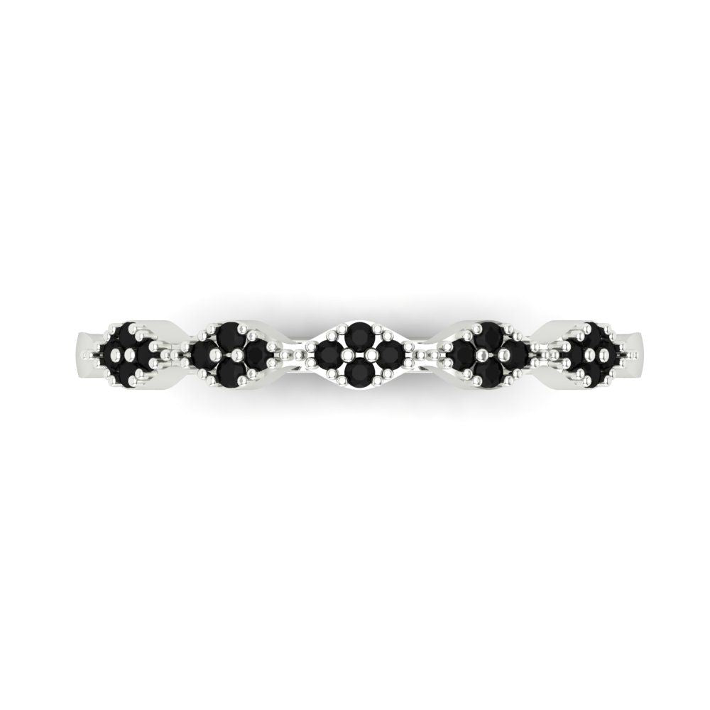 0.1 cttw Natural Onyx Round Cut White Gold Eternity Wedding Band